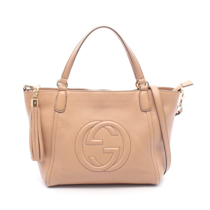 ソーホー インターロッキングG 2WAY ハンドバッグ レザー ピンクベージュ グッチ バッグ GUCCI