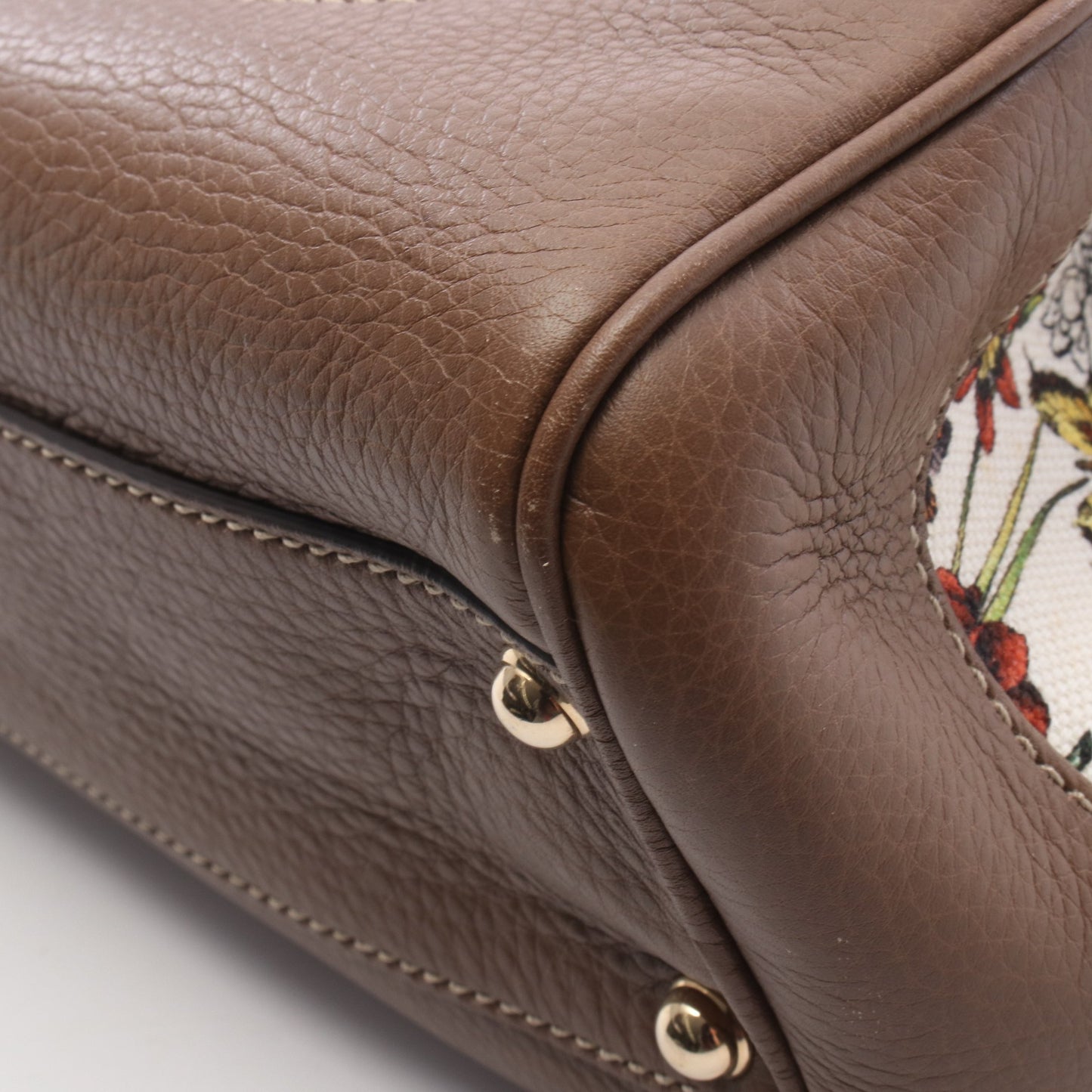 ダイアナ バンブー ハンドバッグ キャンバス レザー ブラウン アイボリー マルチカラー グッチ バッグ GUCCI