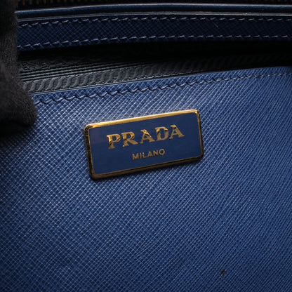 SAFFIANO LUX ガレリア 2WAY ハンドバッグ サフィアーノレザー ブルー プラダ バッグ PRADA