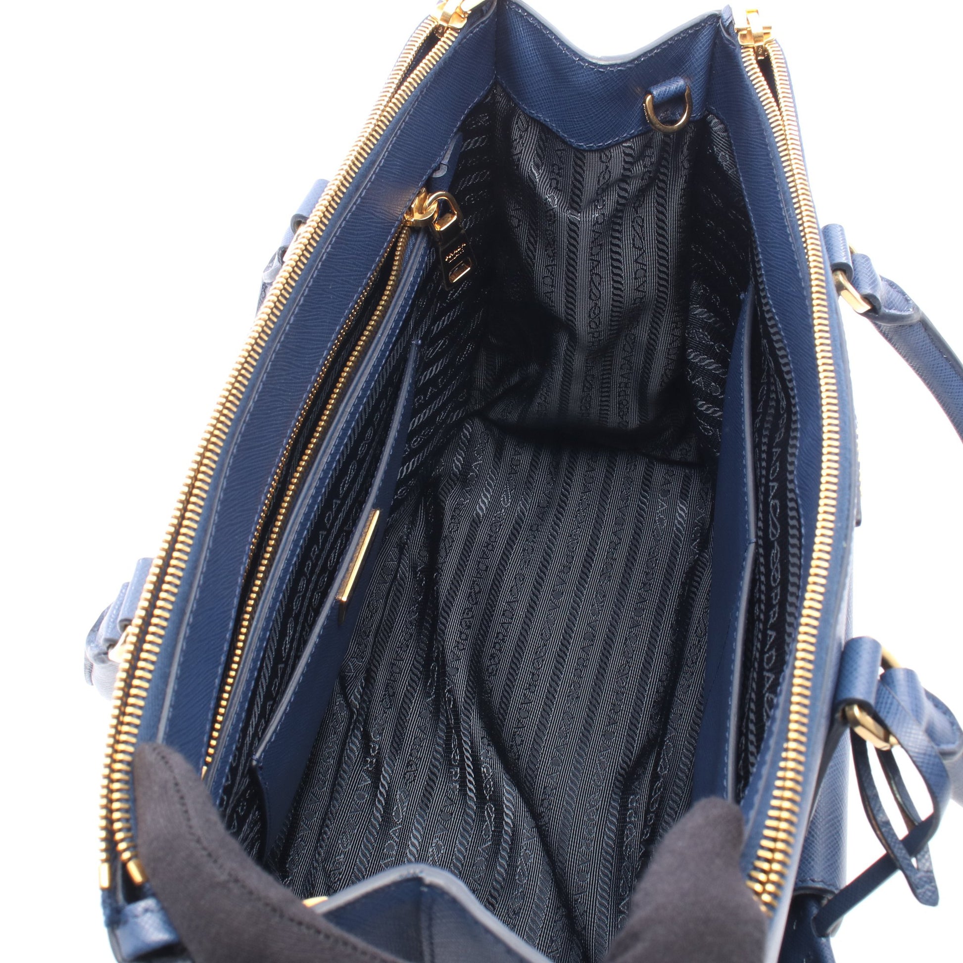 SAFFIANO LUX ガレリア 2WAY ハンドバッグ サフィアーノレザー ブルー プラダ バッグ PRADA
