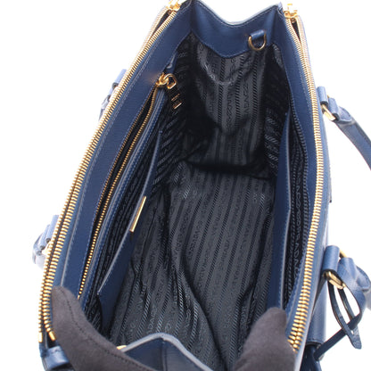 SAFFIANO LUX ガレリア 2WAY ハンドバッグ サフィアーノレザー ブルー プラダ バッグ PRADA