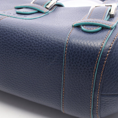 センダ ハンドバッグ レザー ネイビー エメラルドグリーン ロエベ バッグ LOEWE