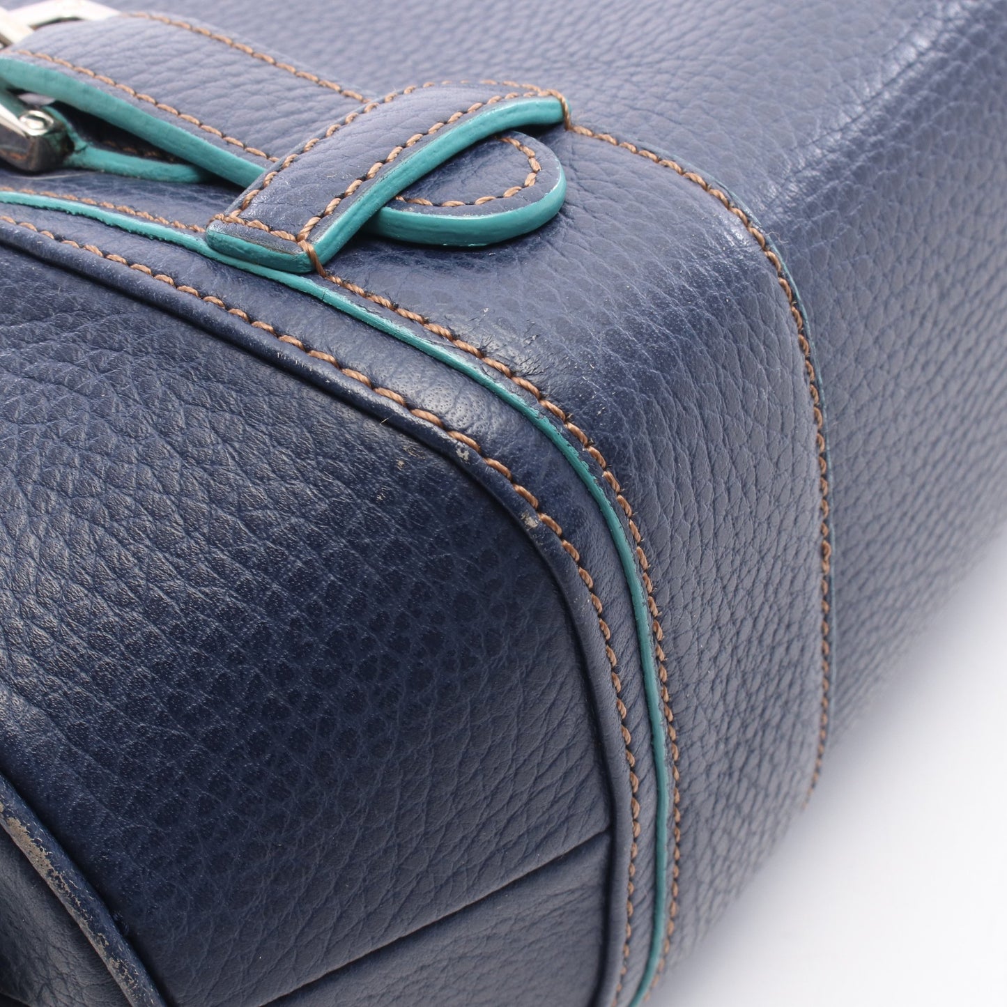 センダ ハンドバッグ レザー ネイビー エメラルドグリーン ロエベ バッグ LOEWE
