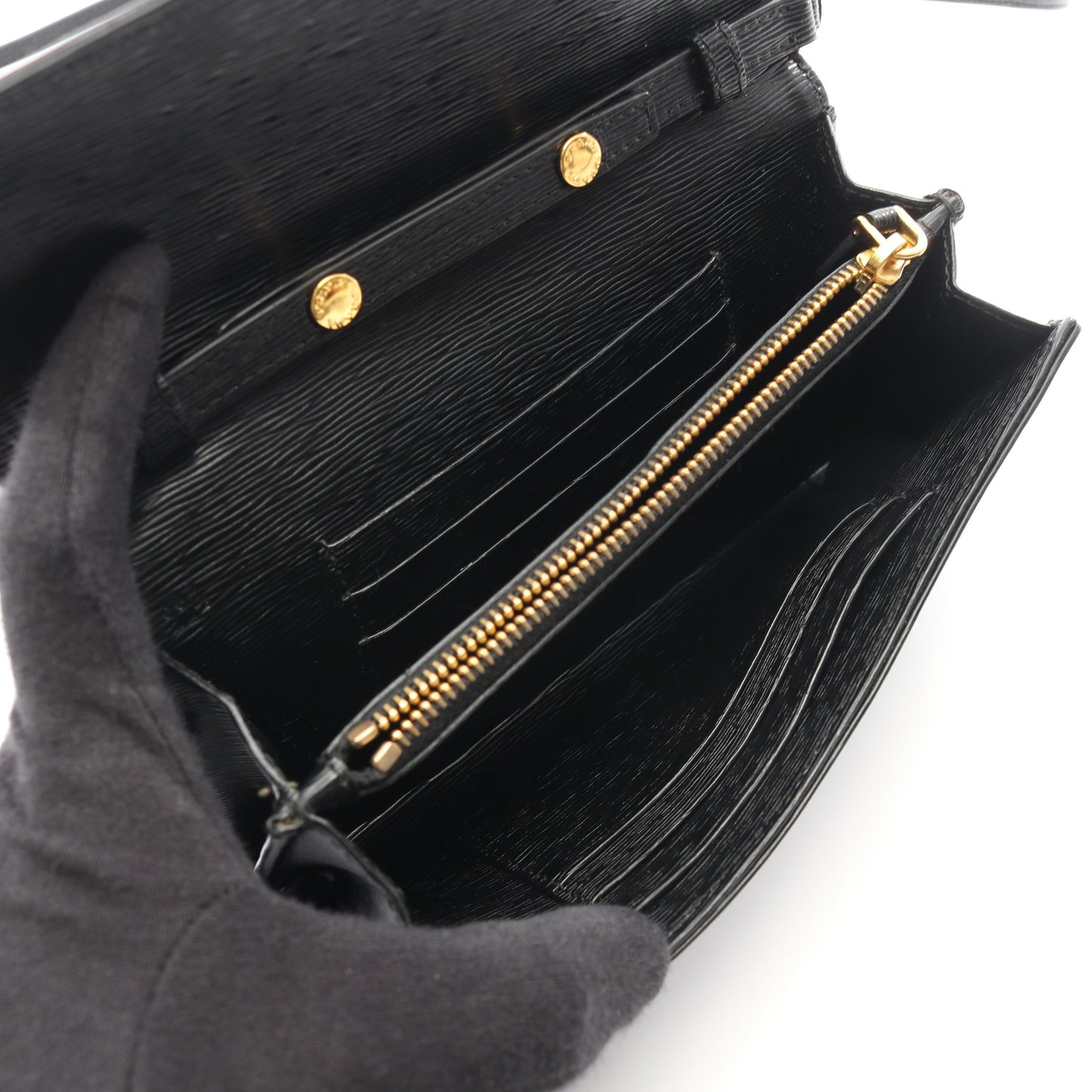 トライアングルロゴ ショルダーウォレット レザー ナイロン ブラック プラダ バッグ PRADA