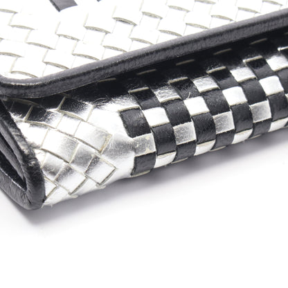 MADRAS 二つ折り長財布 レザー シルバー ブラック プラダ 財布・小物 PRADA