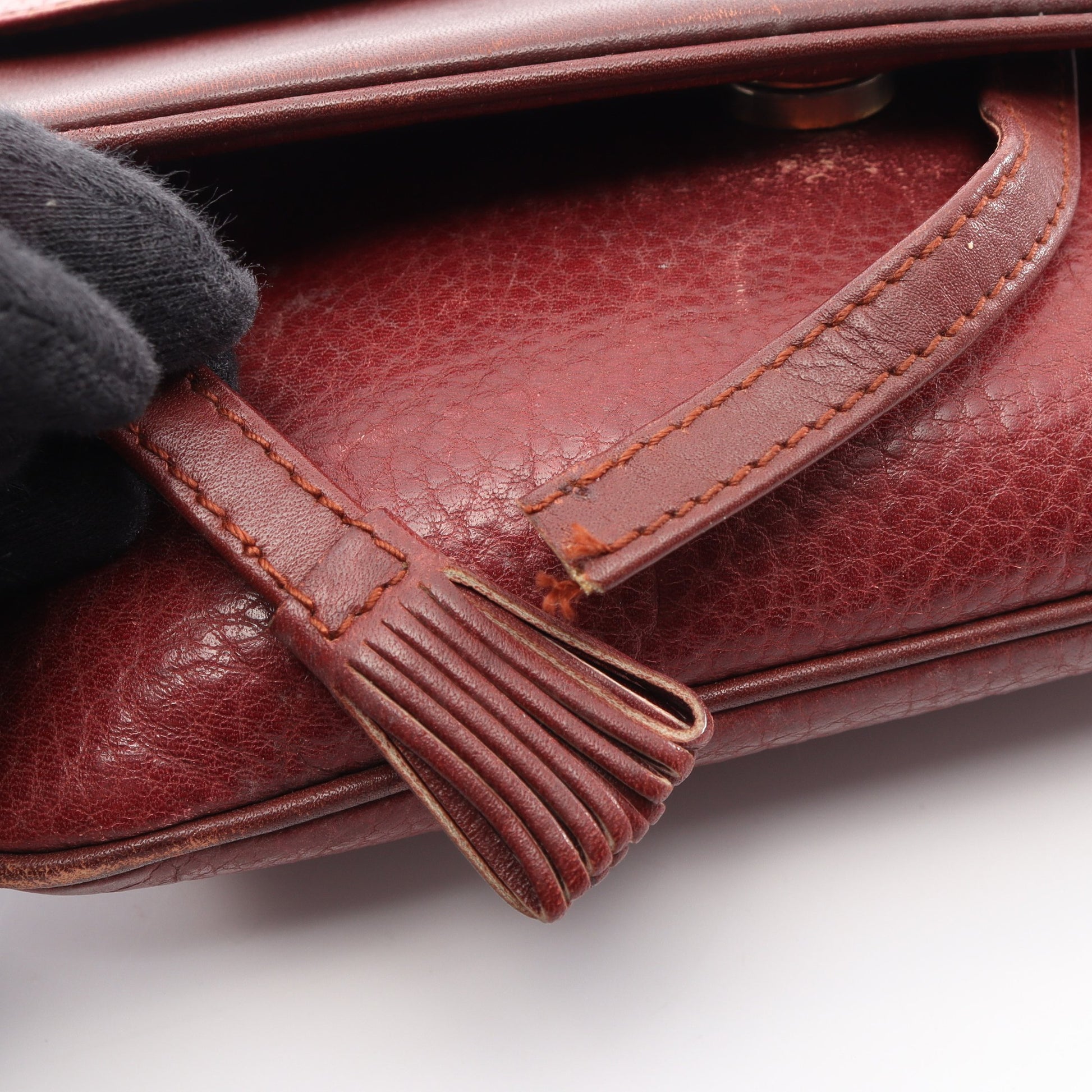 マストライン ショルダーバッグ レザー ボルドー カルティエ バッグ Cartier
