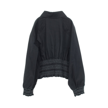 Veste taille brodee a smocks テール ブロデ ア スモック ジャケット コットン ネイビー エルメス