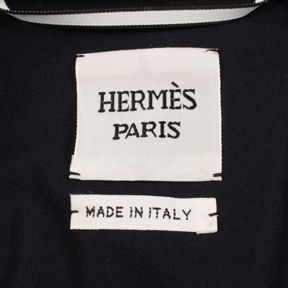 Veste taille brodee a smocks テール ブロデ ア スモック ジャケット コットン ネイビー エルメス