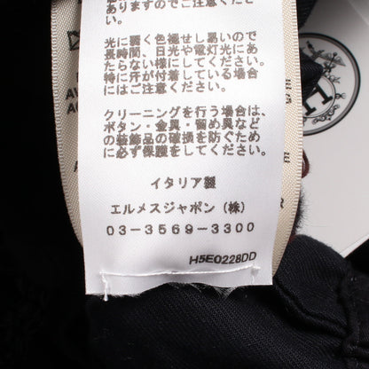 Veste taille brodee a smocks テール ブロデ ア スモック ジャケット コットン ネイビー エルメス
