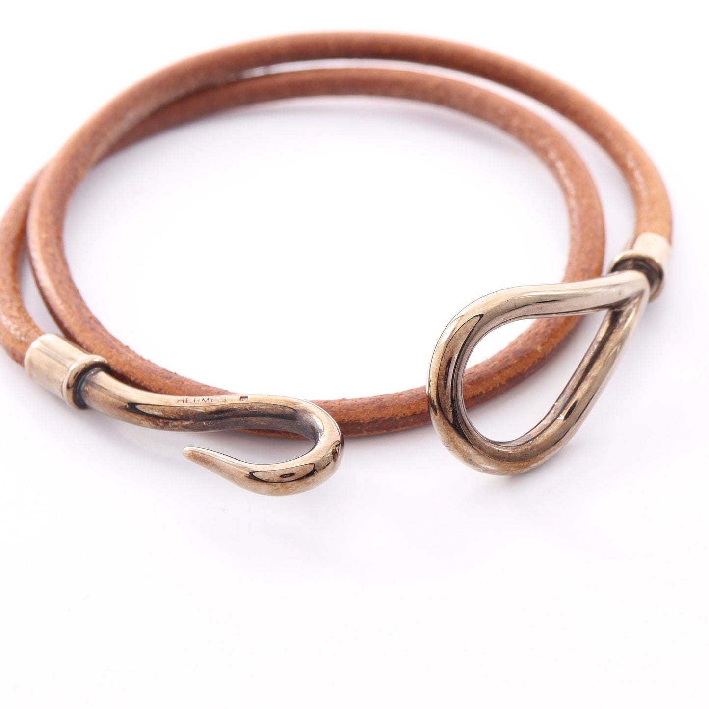 ジャンボチョーカー ブレスレット レザー ブラウン シルバー エルメス