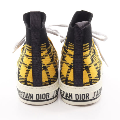WALK'N'DIOR ハイトップ チェック ハイカットスニーカー ニットファブリック イエロー ブラック ホワイト クリスチャンディオール