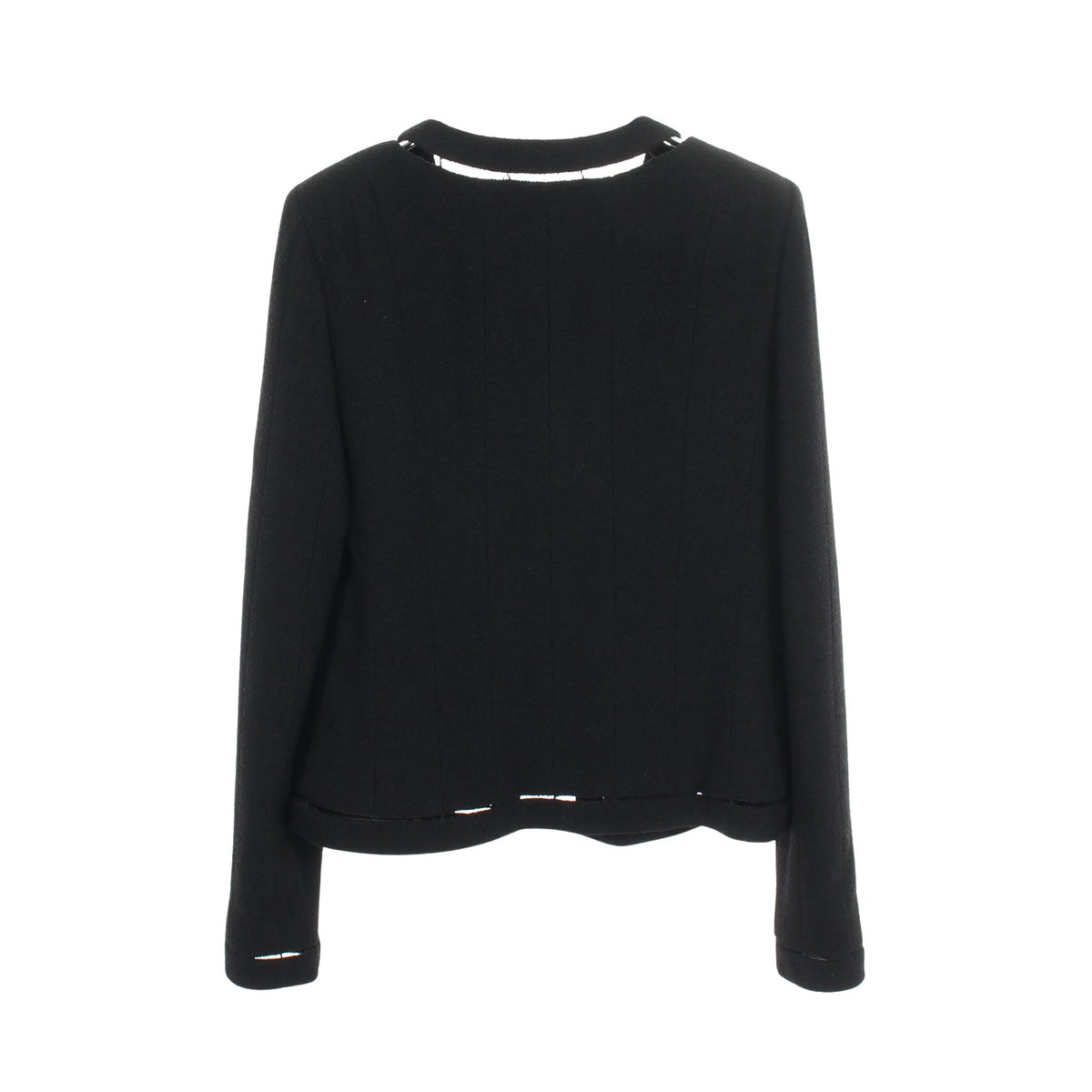 ツイード ノーカラージャケット ウール ブラック シャネル アウター CHANEL