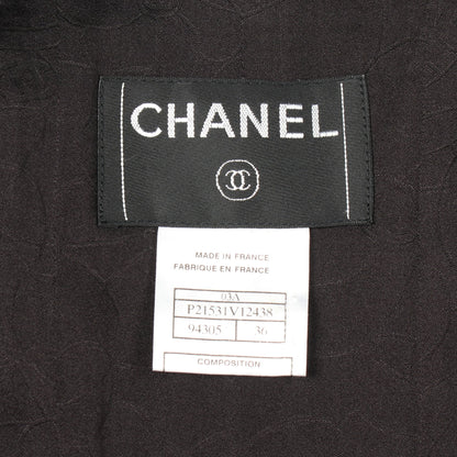 ツイード ノーカラージャケット ウール ブラック シャネル アウター CHANEL
