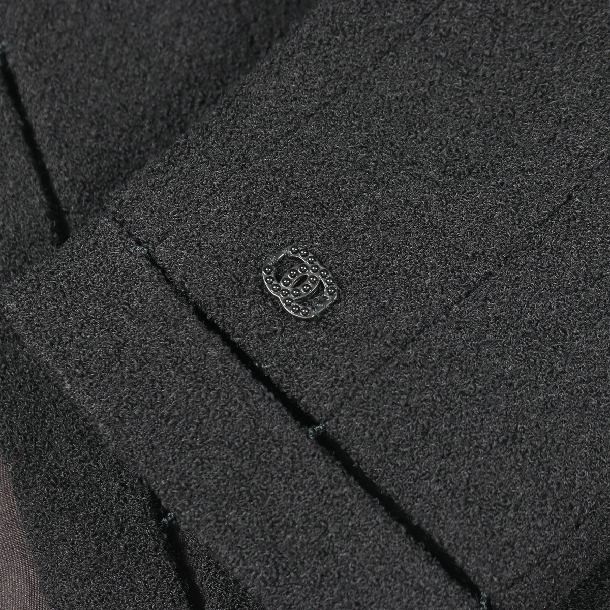 ツイード ノーカラージャケット ウール ブラック シャネル アウター CHANEL