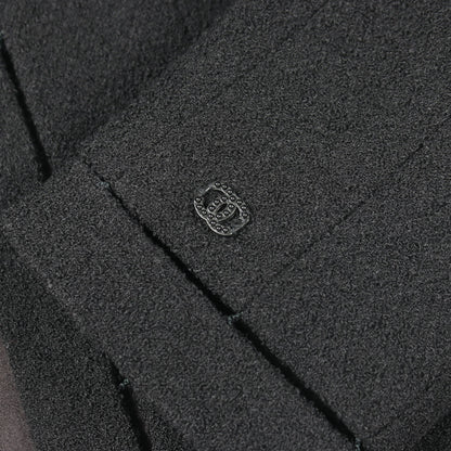 ツイード ノーカラージャケット ウール ブラック シャネル アウター CHANEL