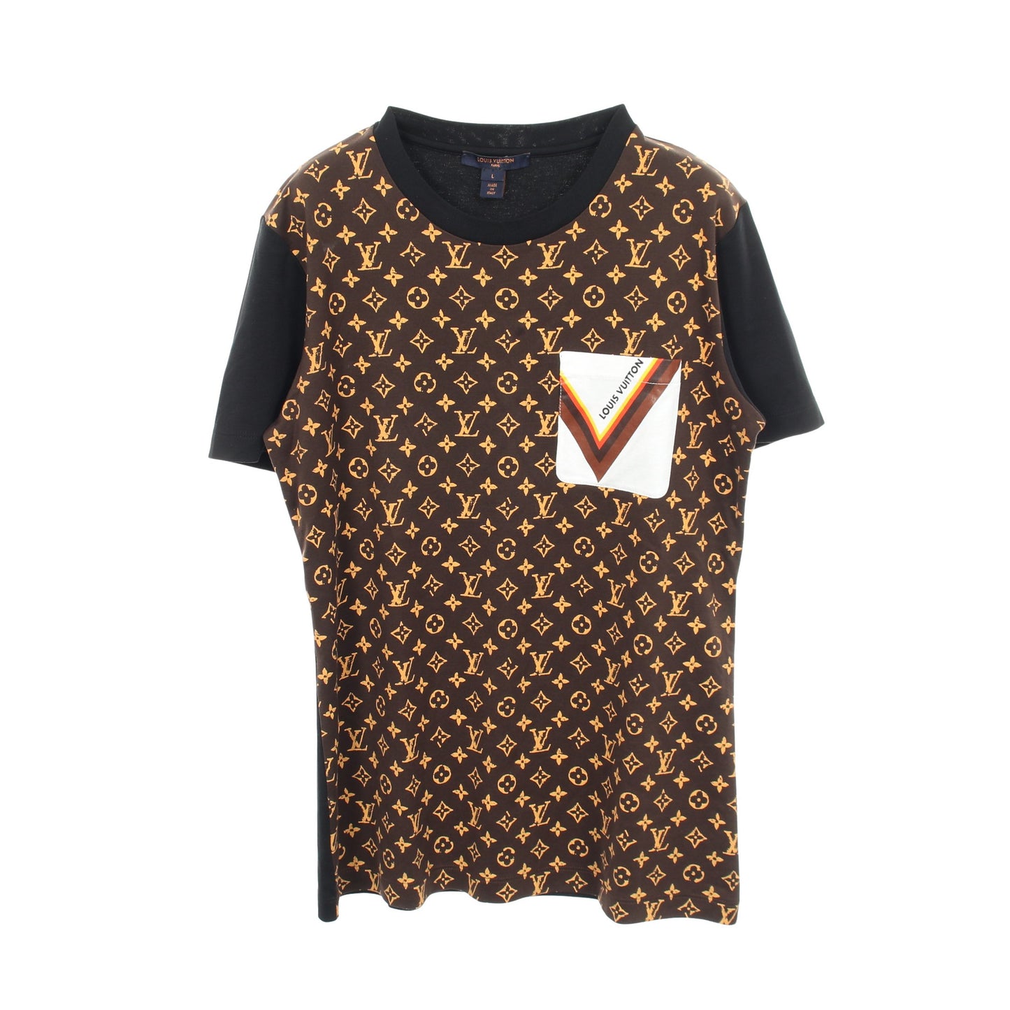 レトロモノグラム ポケット付き 半袖Tシャツ コットン ブラック ブラウン ルイヴィトン