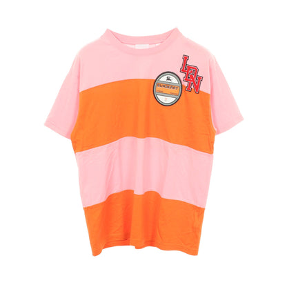 ワッペン付き 半袖Tシャツ コットン ピンク オレンジ バーバリー