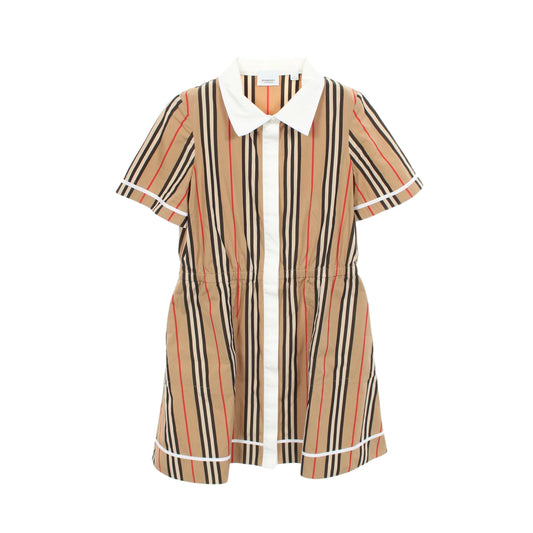 Alexandra アレクサンドラ アイコンストライプ キッズ シャツワンピース コットン ベージュ ホワイト マルチカラー バーバリー ワンピース BURBERRY