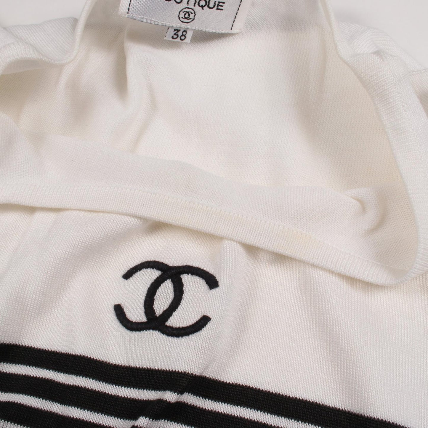 ココマーク ボーダー タンクトップ コットン ホワイト ブラック シャネル トップス CHANEL