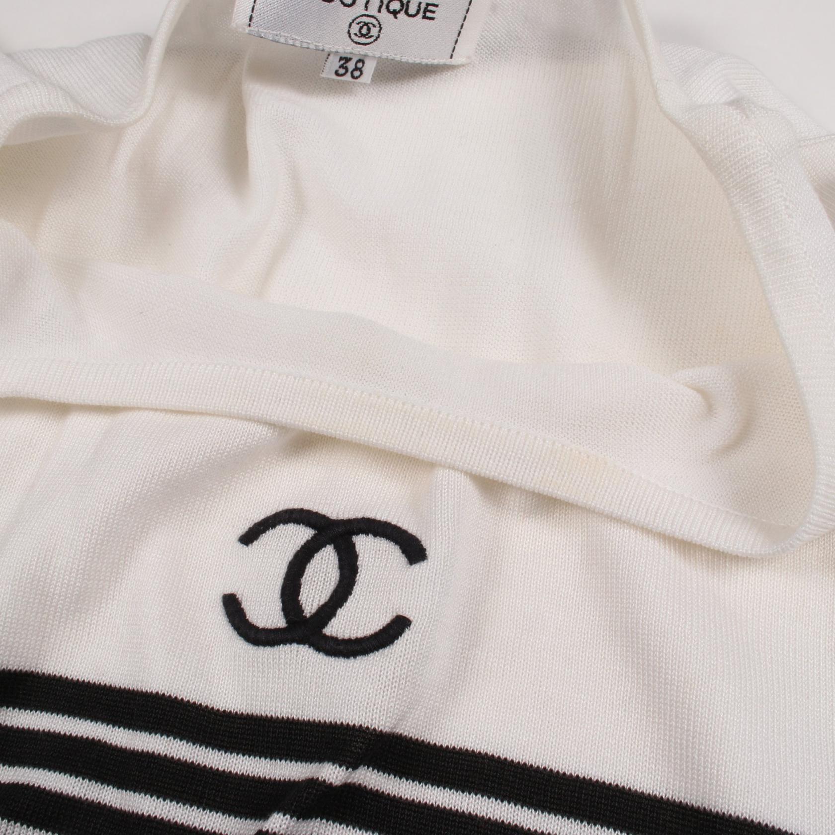 ココマーク ボーダー タンクトップ コットン ホワイト ブラック シャネル トップス CHANEL