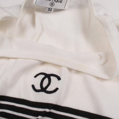 ココマーク ボーダー タンクトップ コットン ホワイト ブラック シャネル トップス CHANEL