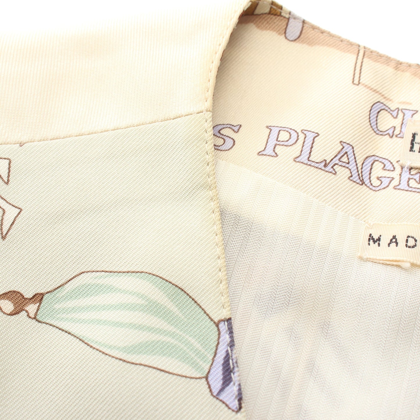 Charmes des plages normandes ジレ ベスト シルク アイボリー マルチカラー エルメス