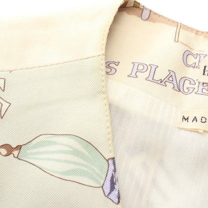 Charmes des plages normandes ジレ ベスト シルク アイボリー マルチカラー エルメス