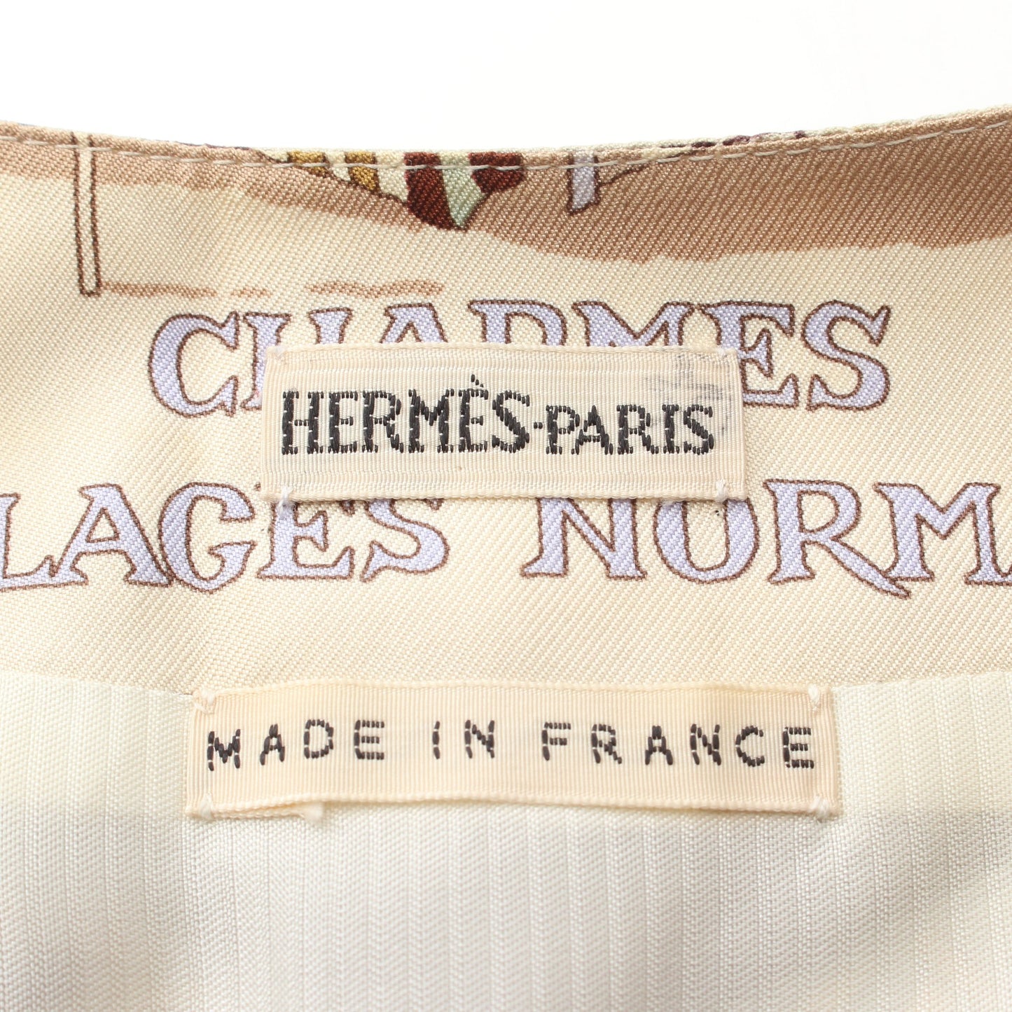 Charmes des plages normandes ジレ ベスト シルク アイボリー マルチカラー エルメス