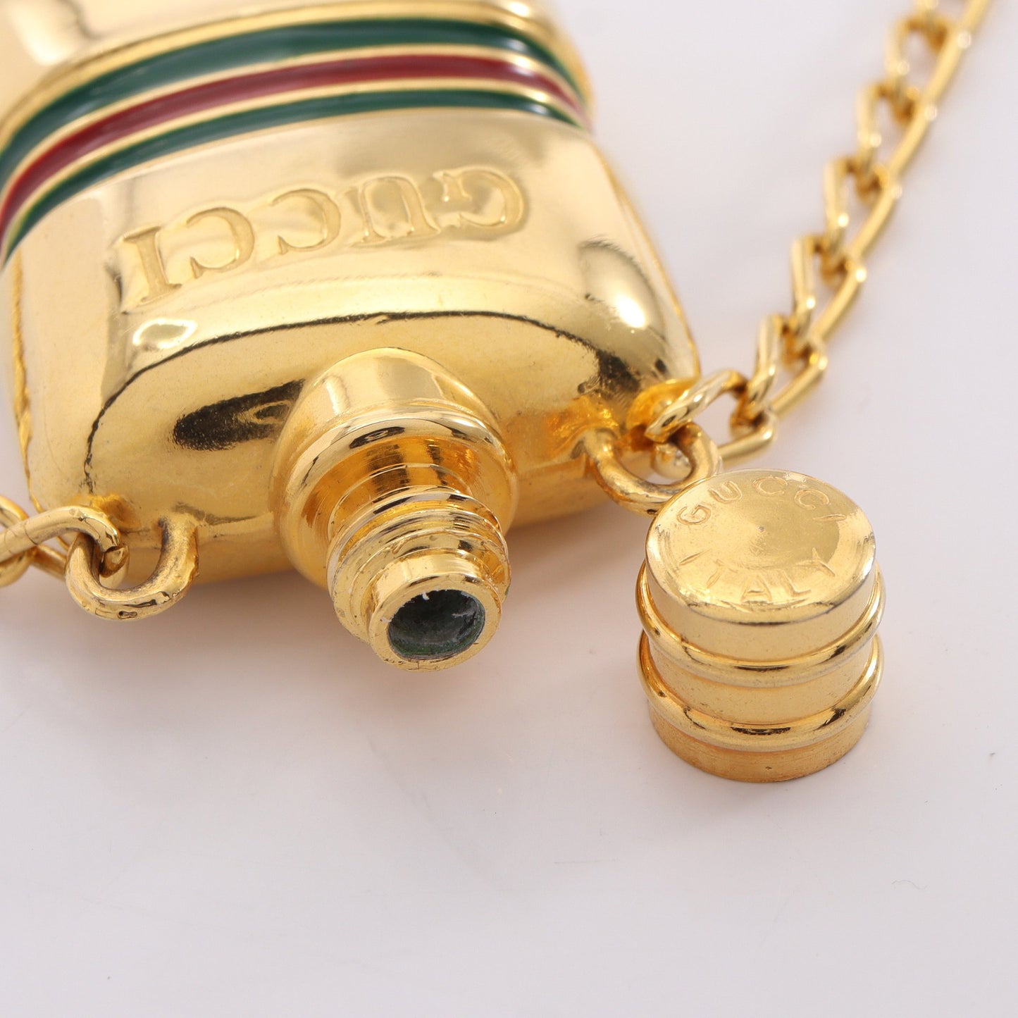パフュームボトル ロング ネックレス GP ゴールド グリーン レッド グッチ