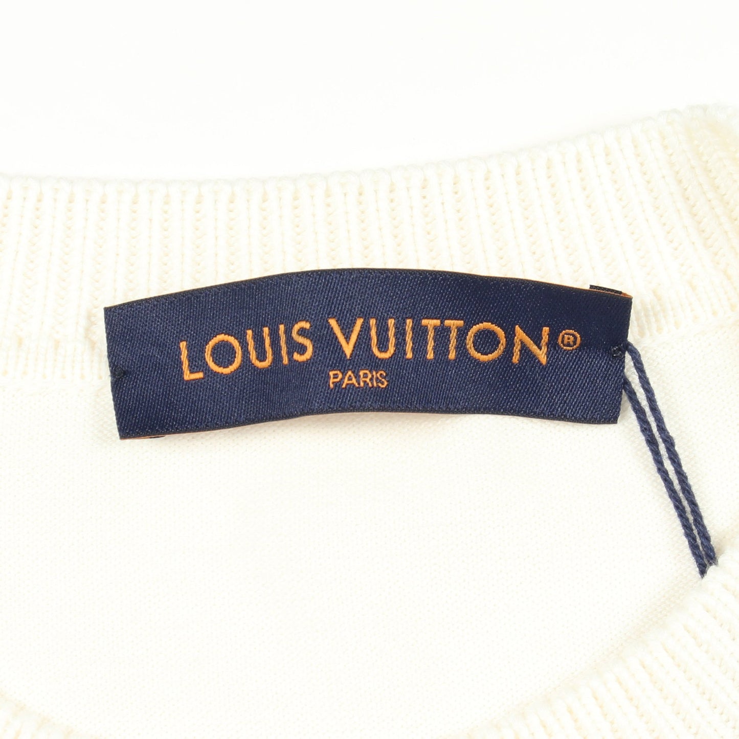 LVロゴ刺繍 半袖 ニット コットン オフホワイト ルイヴィトン