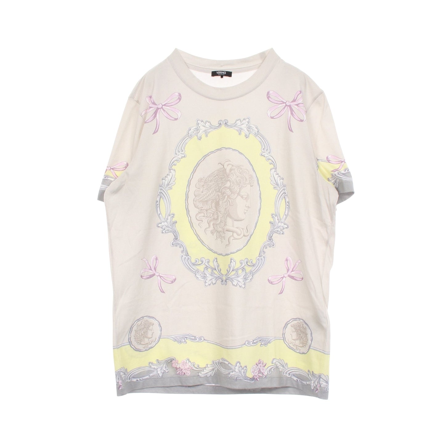 メデューサ 半袖Tシャツ コットン ベージュ マルチカラー ヴェルサーチ