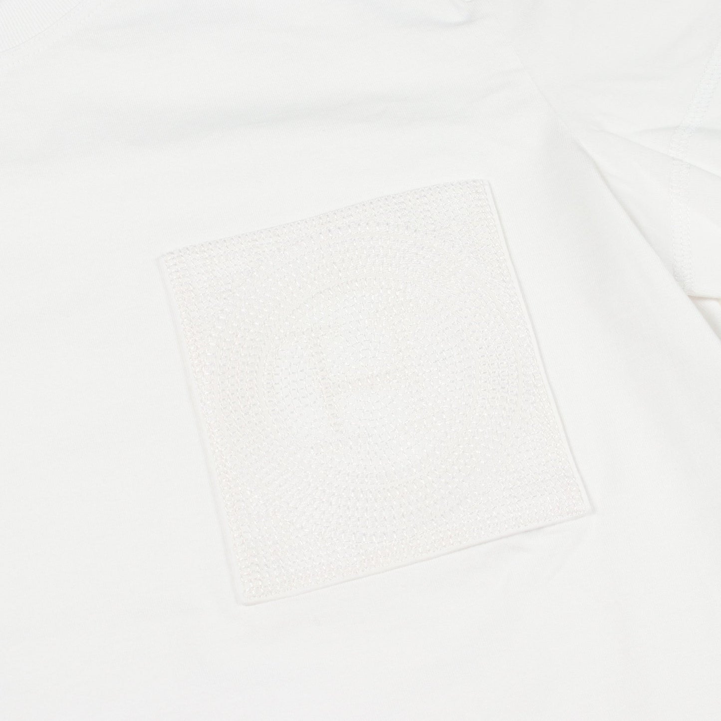 モザイク H刺繍 ポケット付き 半袖Tシャツ コットン ホワイト エルメス