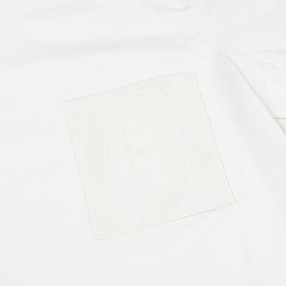 モザイク H刺繍 ポケット付き 半袖Tシャツ コットン ホワイト エルメス
