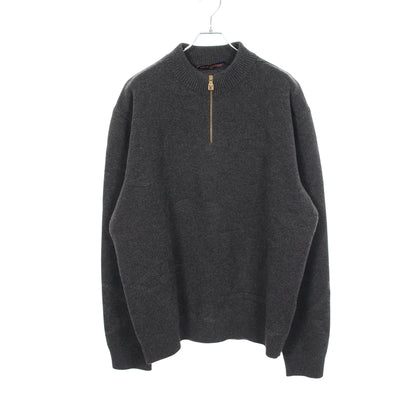 モノグラム ジャカード ハーフジップ ニット ウール グレー ルイヴィトン トップス LOUIS VUITTON