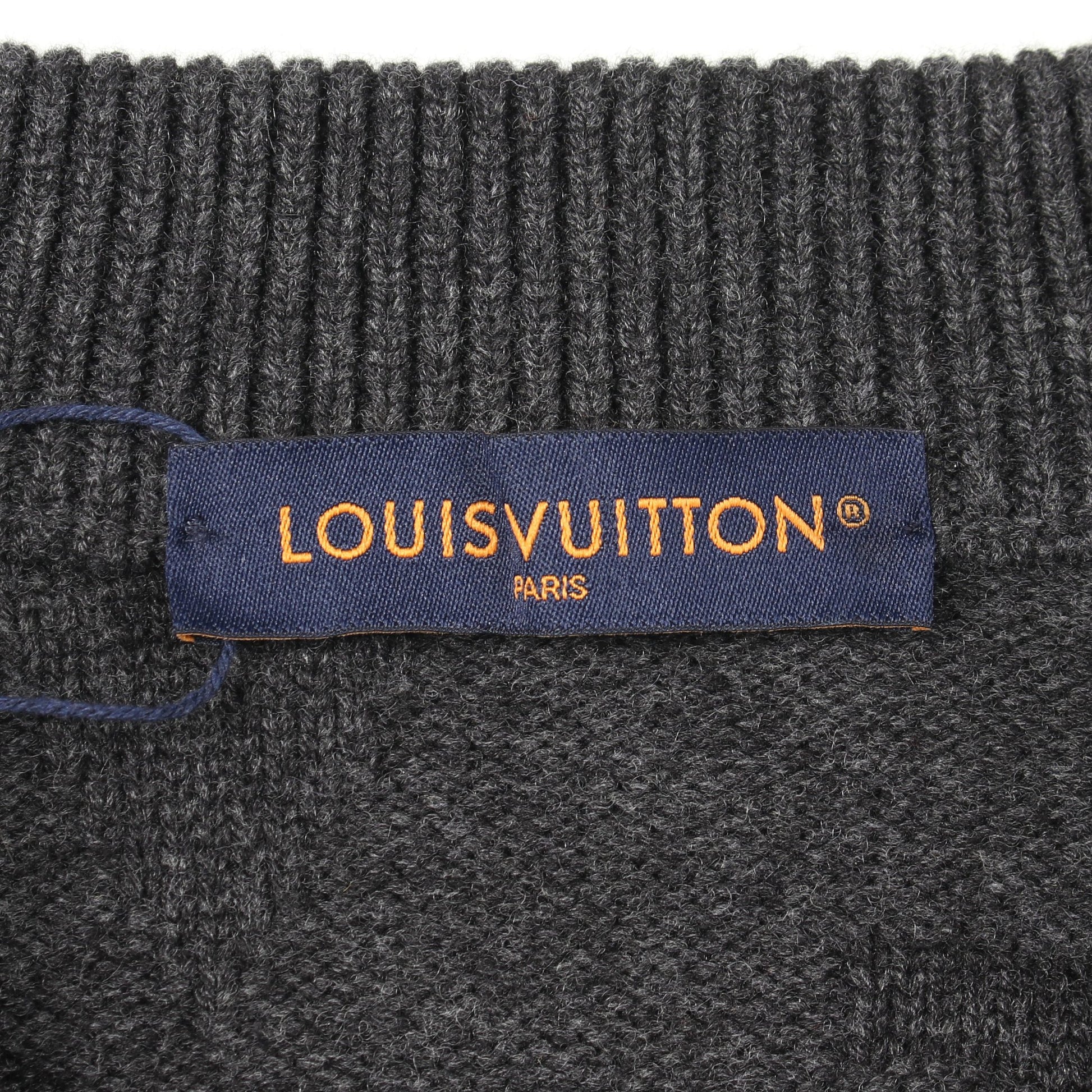 モノグラム ジャカード ハーフジップ ニット ウール グレー ルイヴィトン トップス LOUIS VUITTON