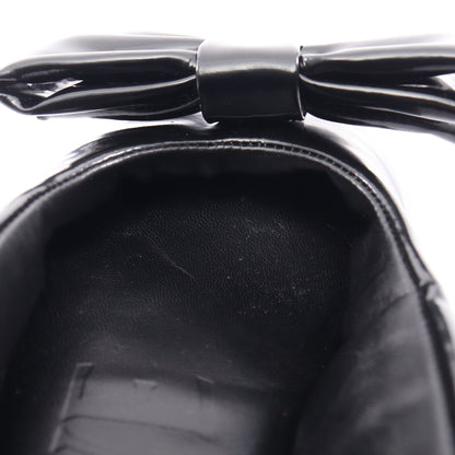 パファー バレリーナ リボン フラットシューズ レザー ブラック ロエベ シューズ LOEWE