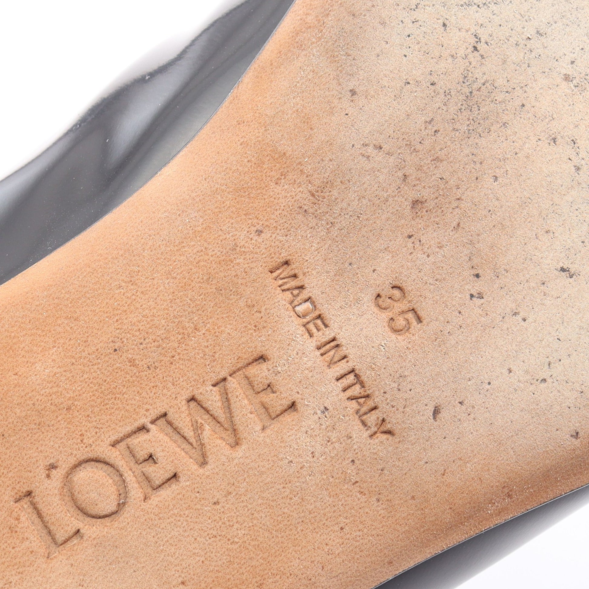パファー バレリーナ リボン フラットシューズ レザー ブラック ロエベ シューズ LOEWE