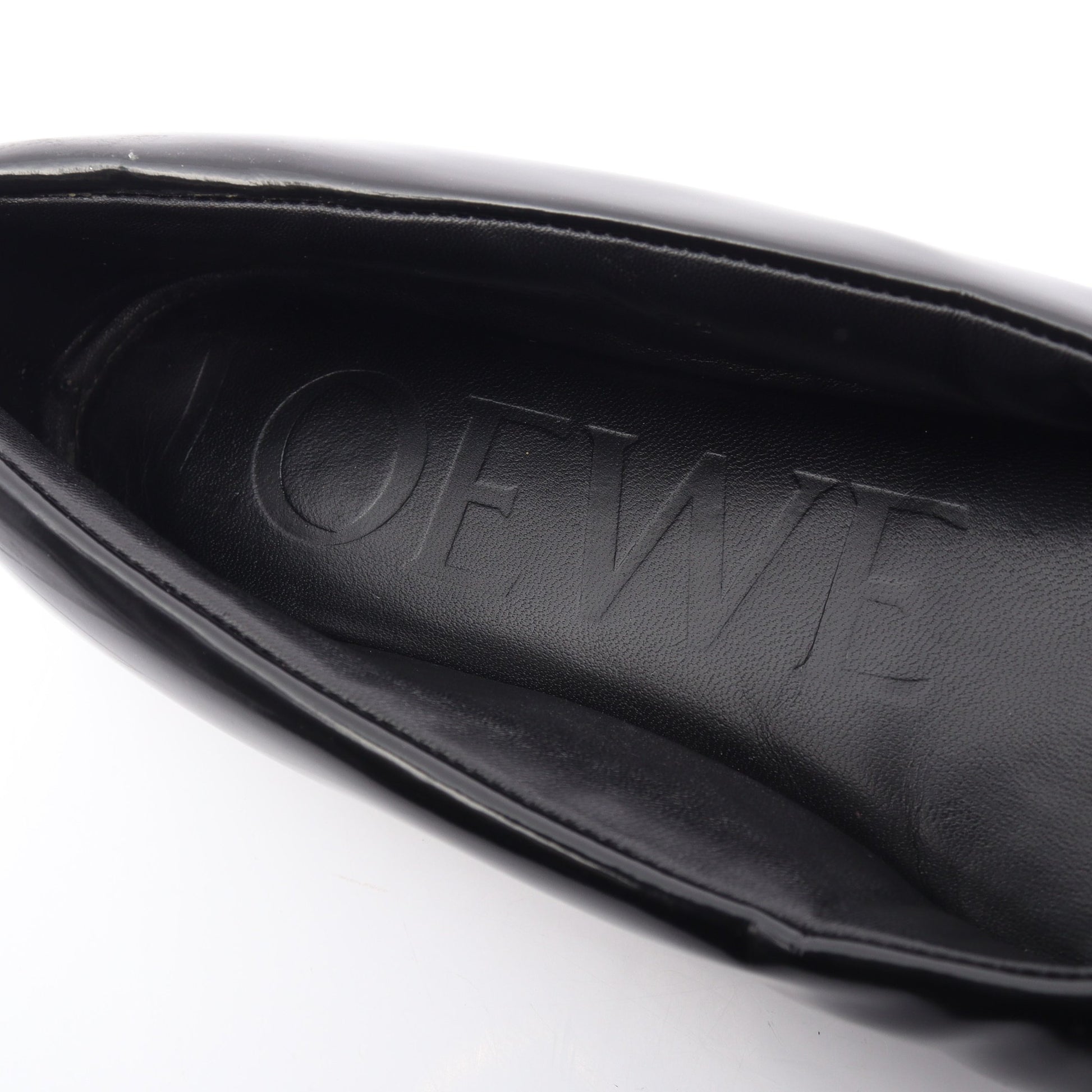 パファー バレリーナ リボン フラットシューズ レザー ブラック ロエベ シューズ LOEWE