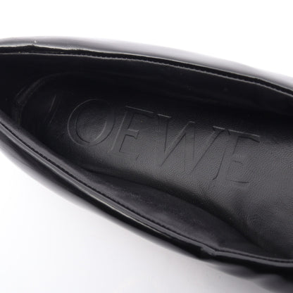 パファー バレリーナ リボン フラットシューズ レザー ブラック ロエベ シューズ LOEWE