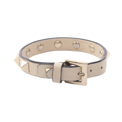 ロックスタッズ ブレスレット レザー ホワイト シルバー ヴァレンティノ アクセサリー VALENTINO