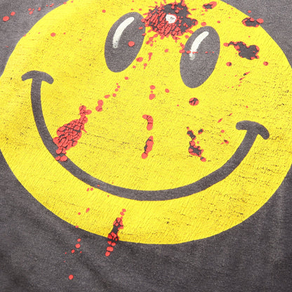 スマイルプリント ヴィンテージ加工 半袖Tシャツ コットン ダークグレー イエロー レディメイド トップス READYMADE
