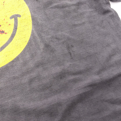 スマイルプリント ヴィンテージ加工 半袖Tシャツ コットン ダークグレー イエロー レディメイド トップス READYMADE