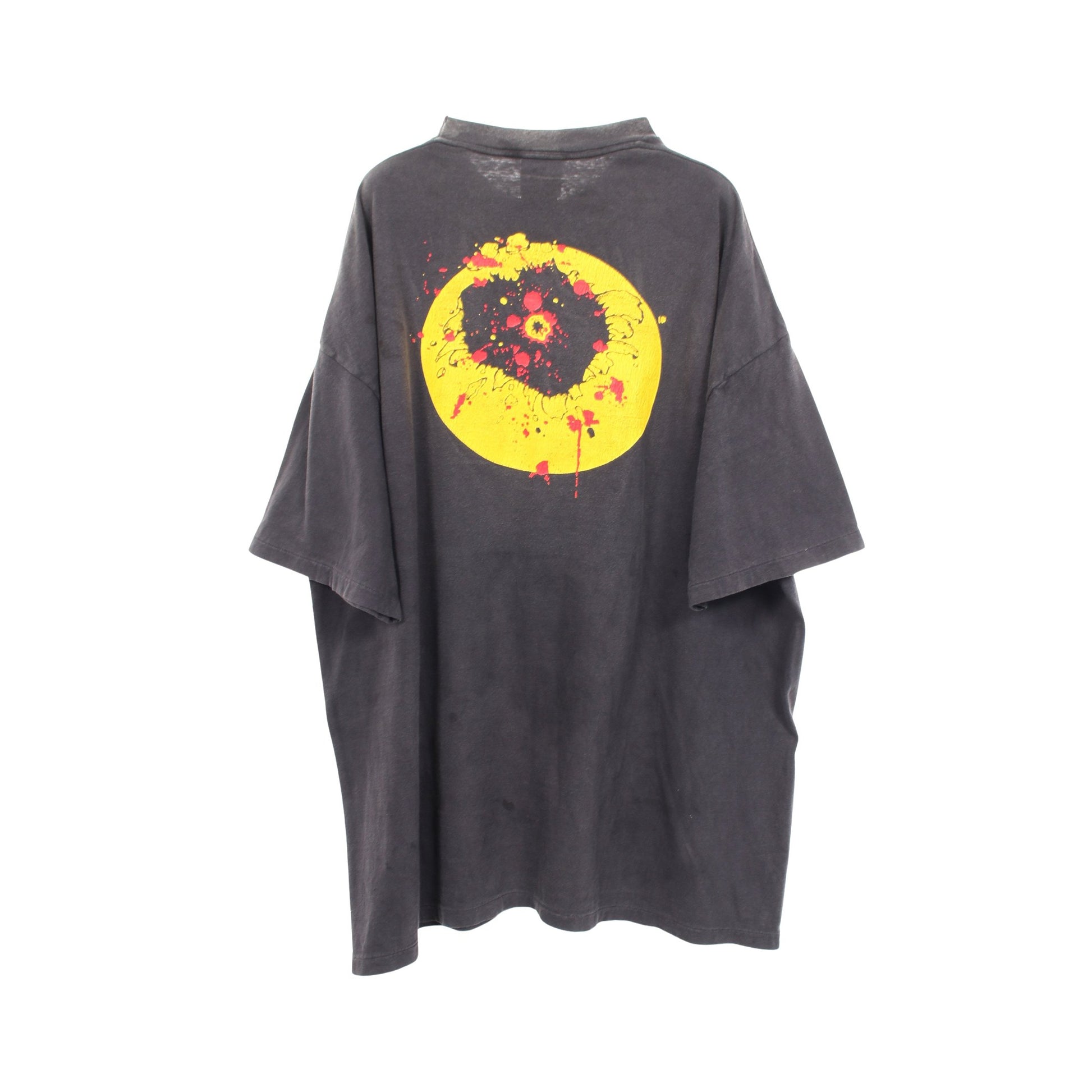 スマイルプリント ヴィンテージ加工 半袖Tシャツ コットン ダークグレー イエロー レディメイド トップス READYMADE