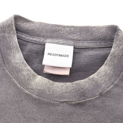 スマイルプリント ヴィンテージ加工 半袖Tシャツ コットン ダークグレー イエロー レディメイド トップス READYMADE