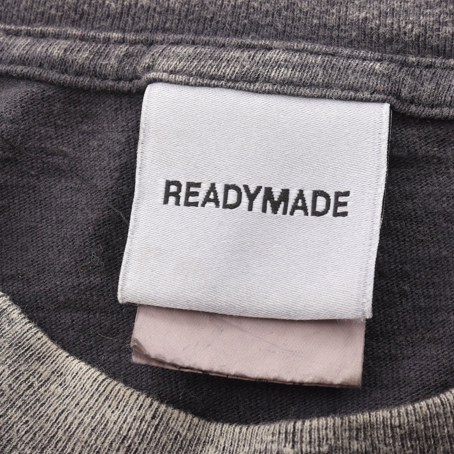 スマイルプリント ヴィンテージ加工 半袖Tシャツ コットン ダークグレー イエロー レディメイド トップス READYMADE