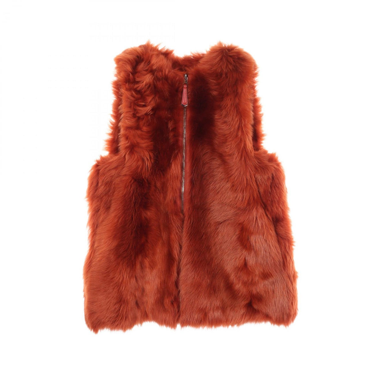 ジレ ファーベスト ジャケット レザー オレンジブラウン フェンディ アウター FENDI