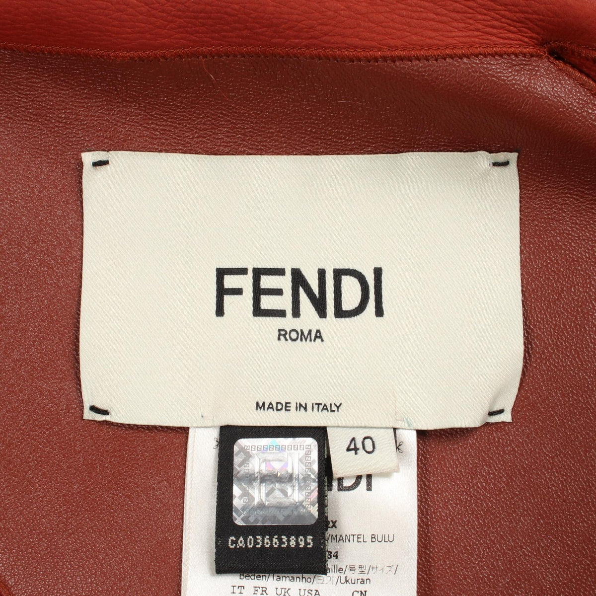 ジレ ファーベスト ジャケット レザー オレンジブラウン フェンディ アウター FENDI