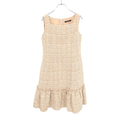 ツイード ワンピース コットン ナイロン ベージュ オフホワイト フォクシー