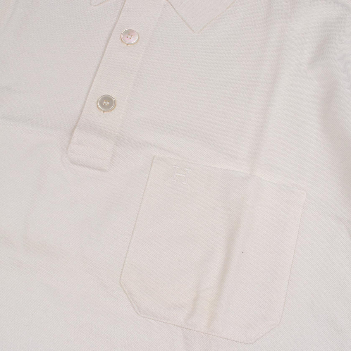 H刺繍 半袖 ポロシャツ コットン ホワイト エルメス トップス HERMES