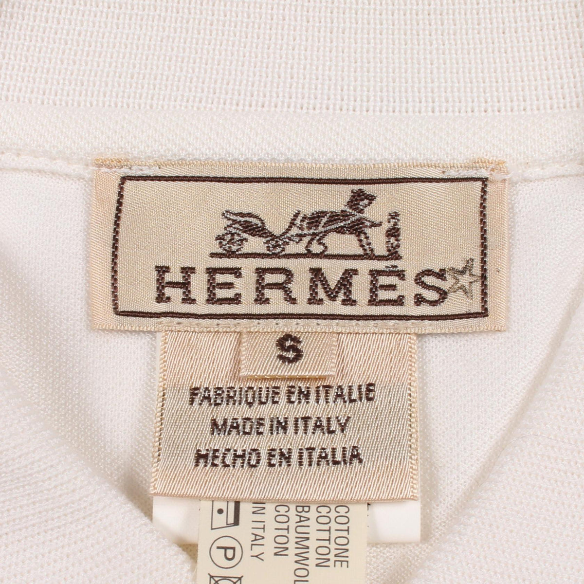 H刺繍 半袖 ポロシャツ コットン ホワイト エルメス トップス HERMES
